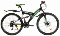 Велосипед 26" V6200D, SUS, DISC, SHIMANO, черный/зеленый